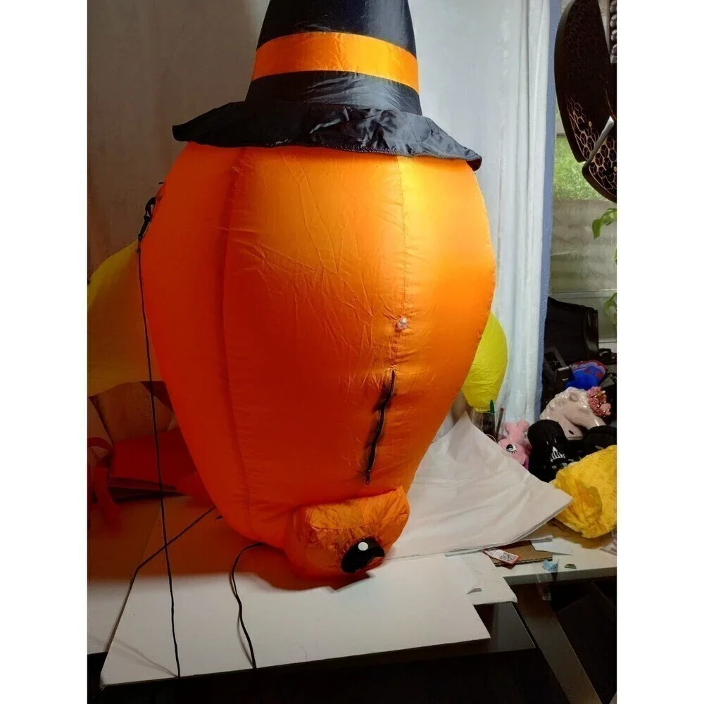 Gemmy Airblown Inflatable Halloween Owl With  A Happy Halloween Banner 4 ft Tall